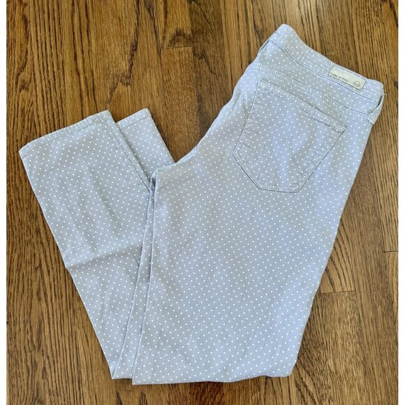 AG Adriano Goldschmied  Stevie Grey White Polka dot Slim Fit Jeans 31R - Picture 1 of 7